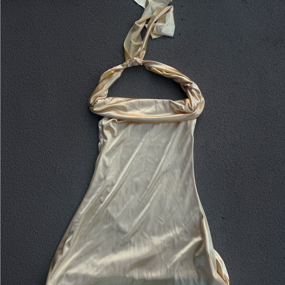 Silky Champagne Halter Dress